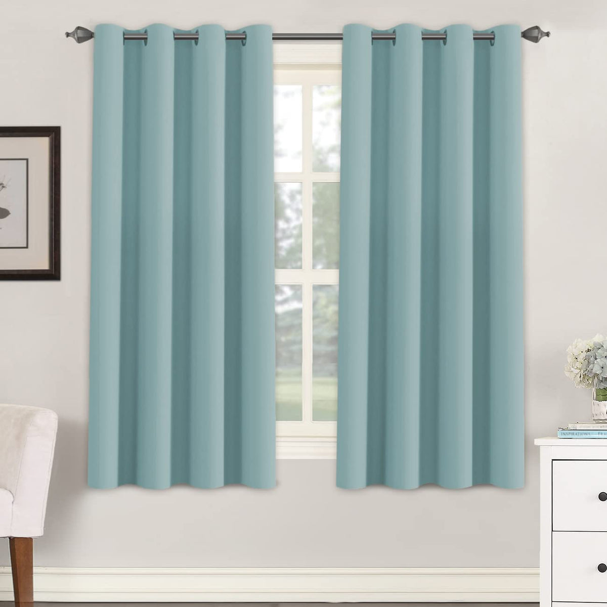 H.VERSAILTEX Blackout Curtains for Bedroom Thermal Insulated Room Darkening Living Room Curtains 63 Inch Long Grommet Privacy Protection Window Curtain Panels/Drapes for Nursery,2 Panels,Ivory/Cream