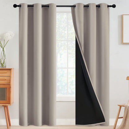 SimpleHome Cream 100% Blackout Curtains Room Darkening Living Room 84 Inch