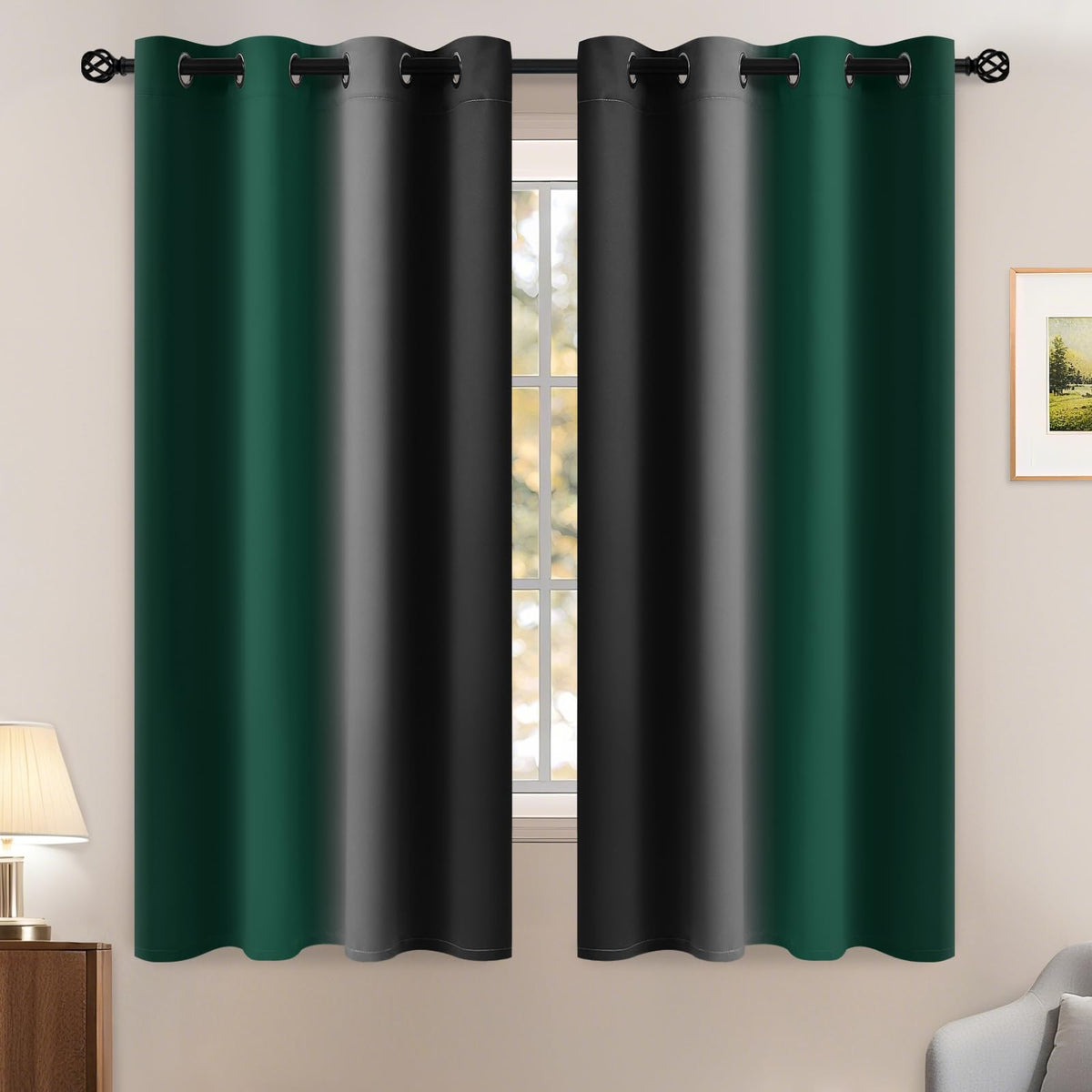 Yakamok Ombre Curtains Blue and Greyish White for Living Room,52Wx84L