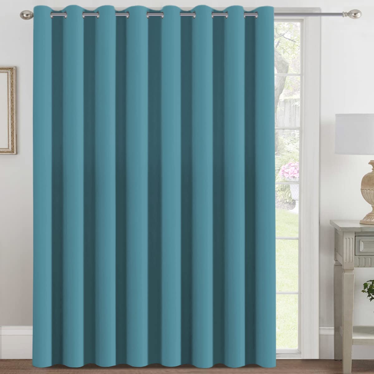 H.VERSAILTEX 100% Blackout Curtains for Bedroom Black Out Curtains 96 inch Thermal Insulated Long Blackout Curtains for Living Room, Energy Saving Curtains for Patio Door Grommet (1 Panel, Jet Black)