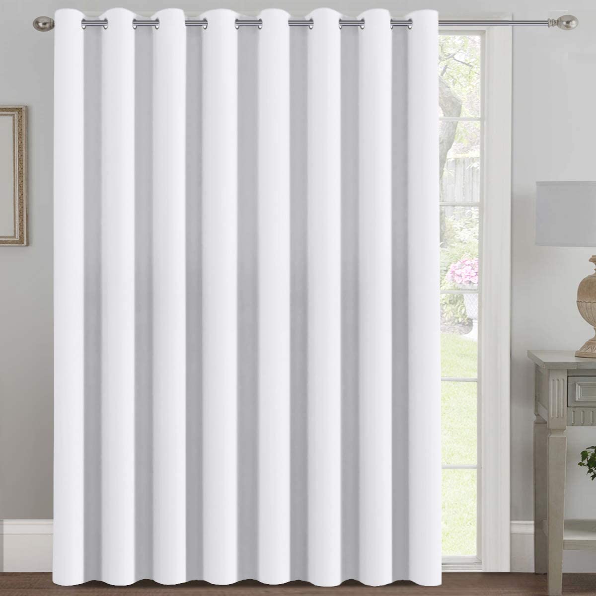 H.VERSAILTEX 100% Blackout Curtains for Bedroom Black Out Curtains 96 inch Thermal Insulated Long Blackout Curtains for Living Room, Energy Saving Curtains for Patio Door Grommet (1 Panel, Jet Black)