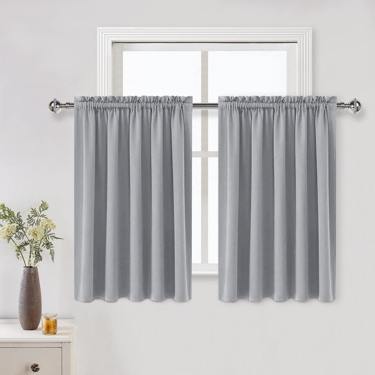 DWCN Blackout Curtains for Bedroom Living Room 42 x 63 Inch Long Black