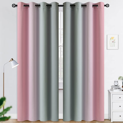 COSVIYA Grommet Room Darkening Ombre Purple Curtains W52xL63 inch