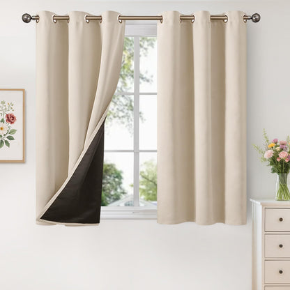 YoungsTex Black Blackout Curtains for Bedroom, Thermal Drapes Heat Blocking