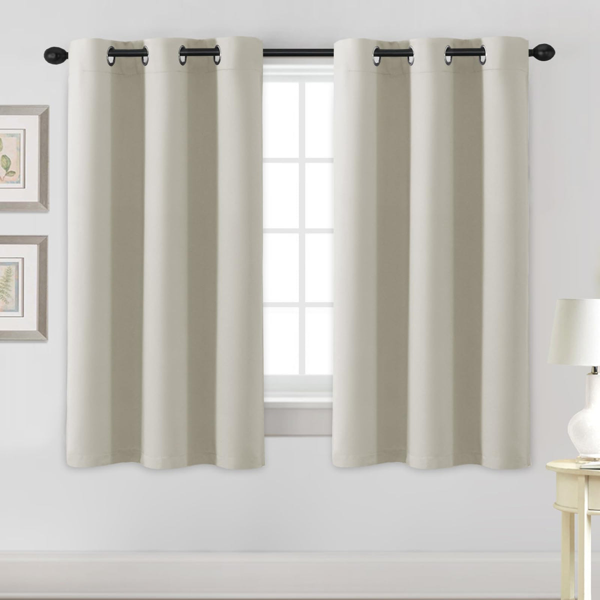 H.VERSAILTEX Blackout Curtains for Bedroom Thermal Insulated Room Darkening Living Room Curtains 63 Inch Long Grommet Privacy Protection Window Curtain Panels/Drapes for Nursery,2 Panels,Ivory/Cream