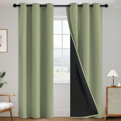 SimpleHome Cream 100% Blackout Curtains Room Darkening Living Room 84 Inch