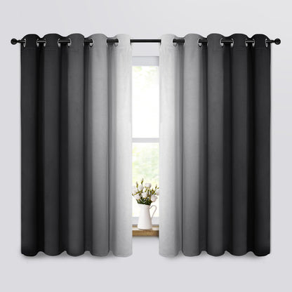 Yakamok Ombre Curtains Blue and Greyish White for Living Room,52Wx84L