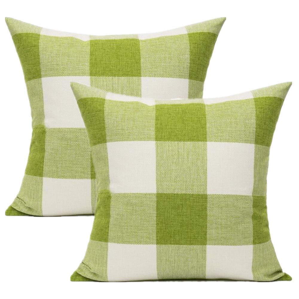 VAKADO Outdoor Plaid Throw Pillow Covers 18x18 Set of 2, Black & White