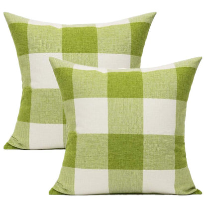 VAKADO Outdoor Plaid Throw Pillow Covers 18x18 Set of 2, Black & White