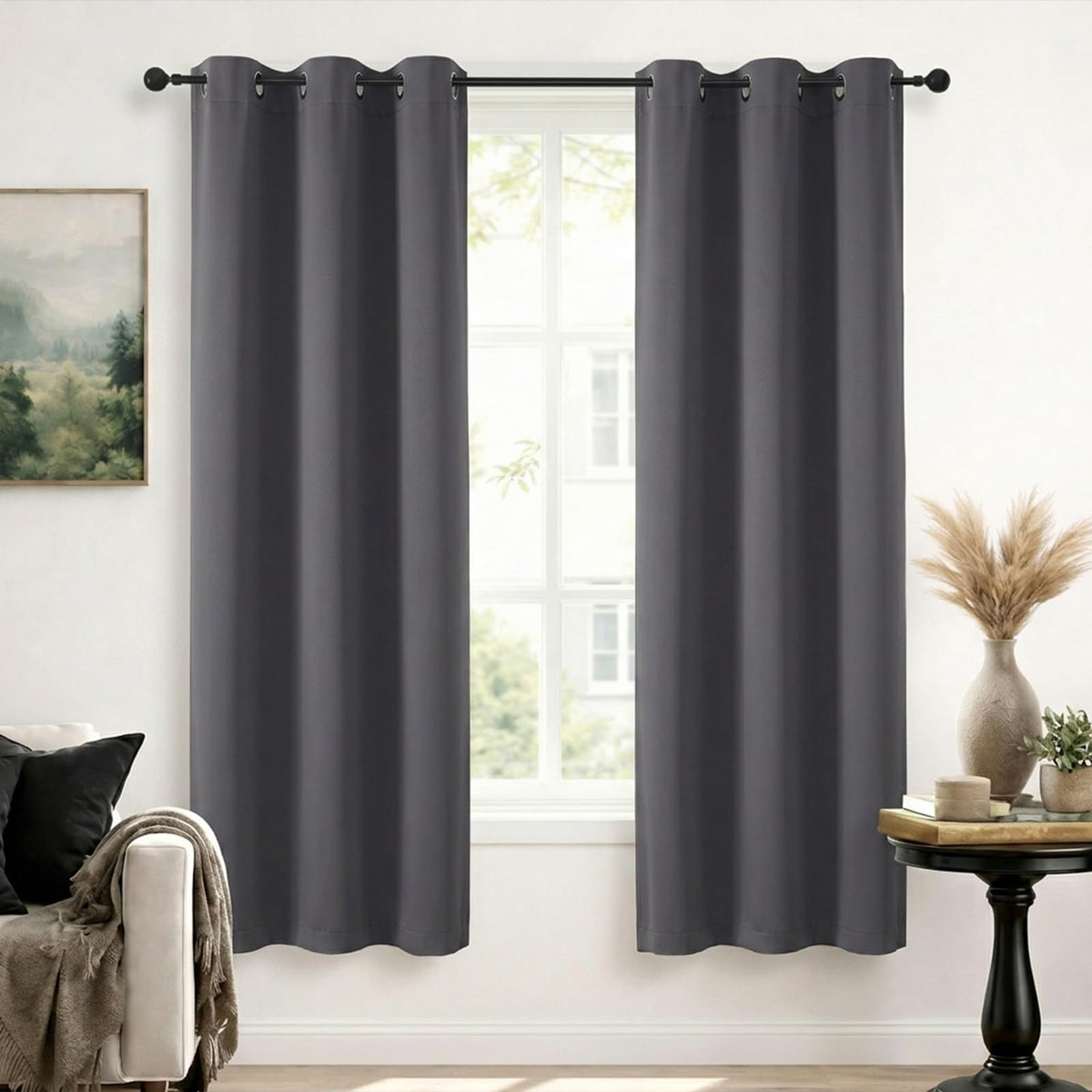 Simplebrand Sage Green Blackout Curtains 84 Inch Length 2 Panels Set for Bedroom/Living Room, Solid Room Darkening Thermal Insulated Grommet Energy Saving Window Treatment Drapes, Each 52" Wide