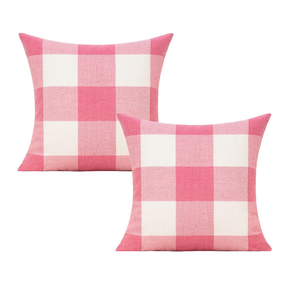 VAKADO Outdoor Plaid Throw Pillow Covers 18x18 Set of 2, Black & White