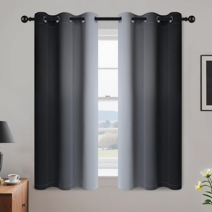 Yakamok Ombre Curtains Blue and Greyish White for Living Room,52Wx84L
