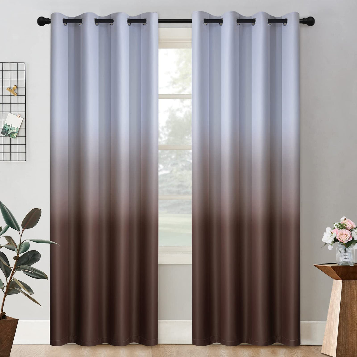 COSVIYA Grommet Room Darkening Ombre Purple Curtains W52xL63 inch