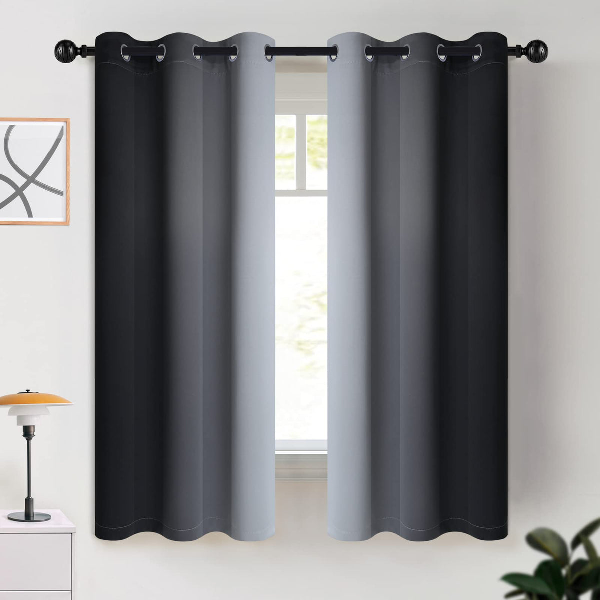 COSVIYA Grommet Room Darkening Ombre Purple Curtains W52xL63 inch