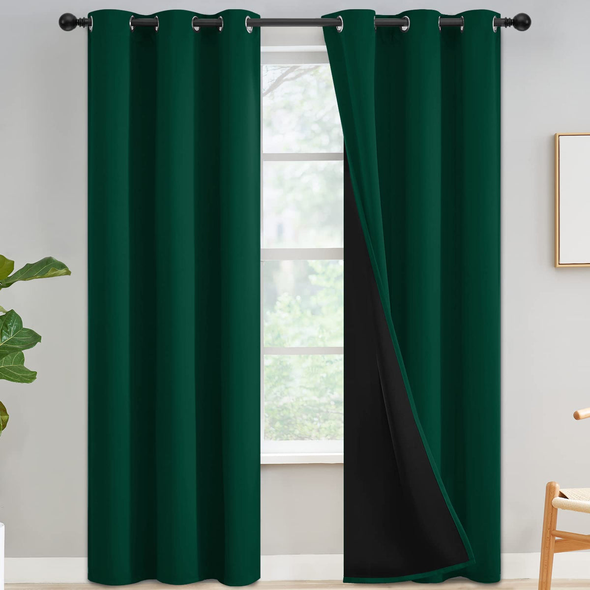 Yakamok Burgundy Red Blackout Curtains 84 inches Long for Bedroom 38" Wide