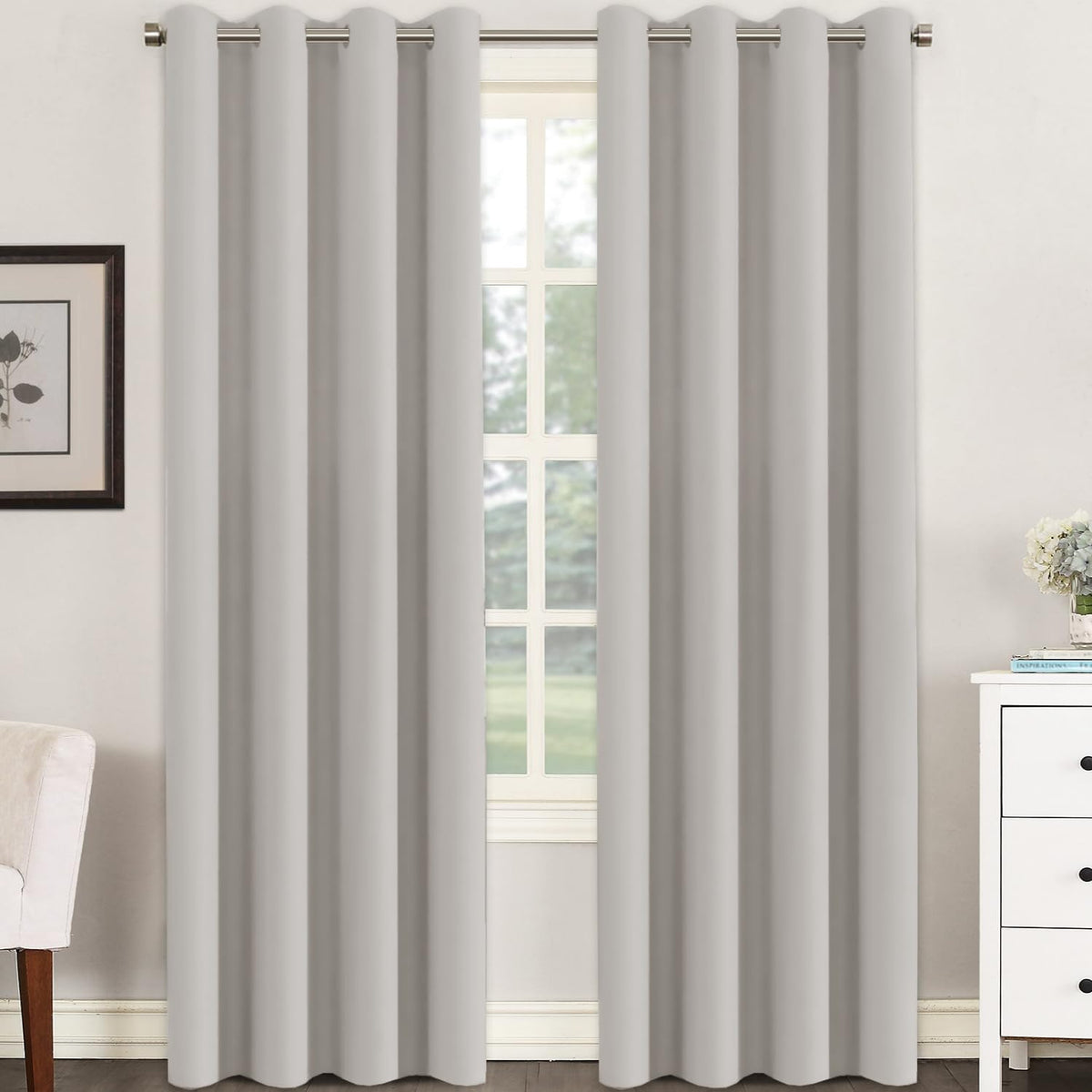 H.VERSAILTEX Blackout Curtains for Bedroom Thermal Insulated Room Darkening Living Room Curtains 63 Inch Long Grommet Privacy Protection Window Curtain Panels/Drapes for Nursery,2 Panels,Ivory/Cream