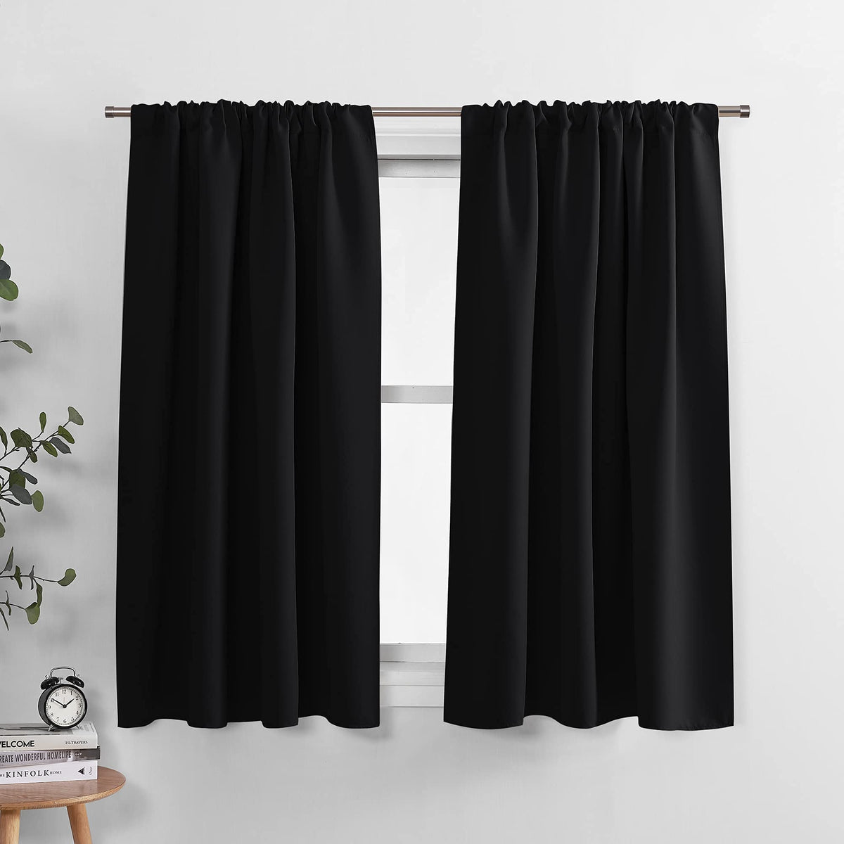 PONY DANCE Black Out Curtains 72 inch Long, Black, 2 Panels