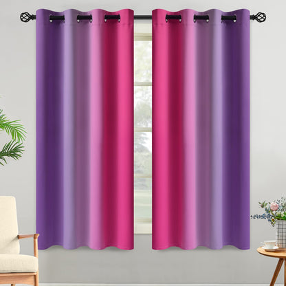Yakamok Ombre Curtains Blue and Greyish White for Living Room,52Wx84L