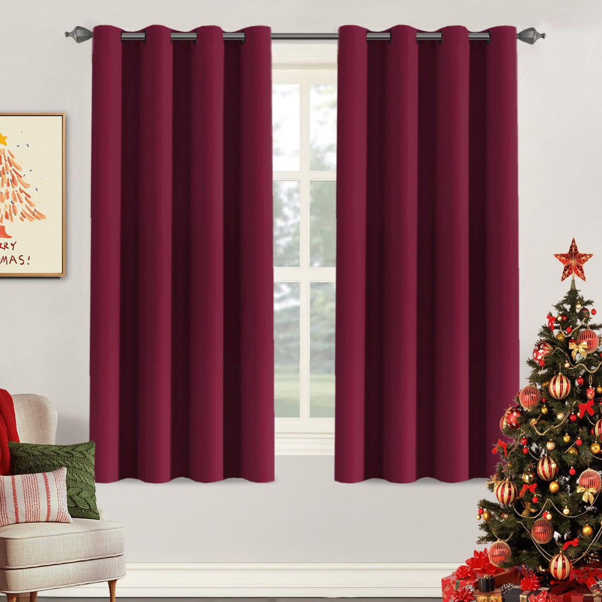H.VERSAILTEX Blackout Curtains for Bedroom Thermal Insulated Room Darkening Living Room Curtains 63 Inch Long Grommet Privacy Protection Window Curtain Panels/Drapes for Nursery,2 Panels,Ivory/Cream