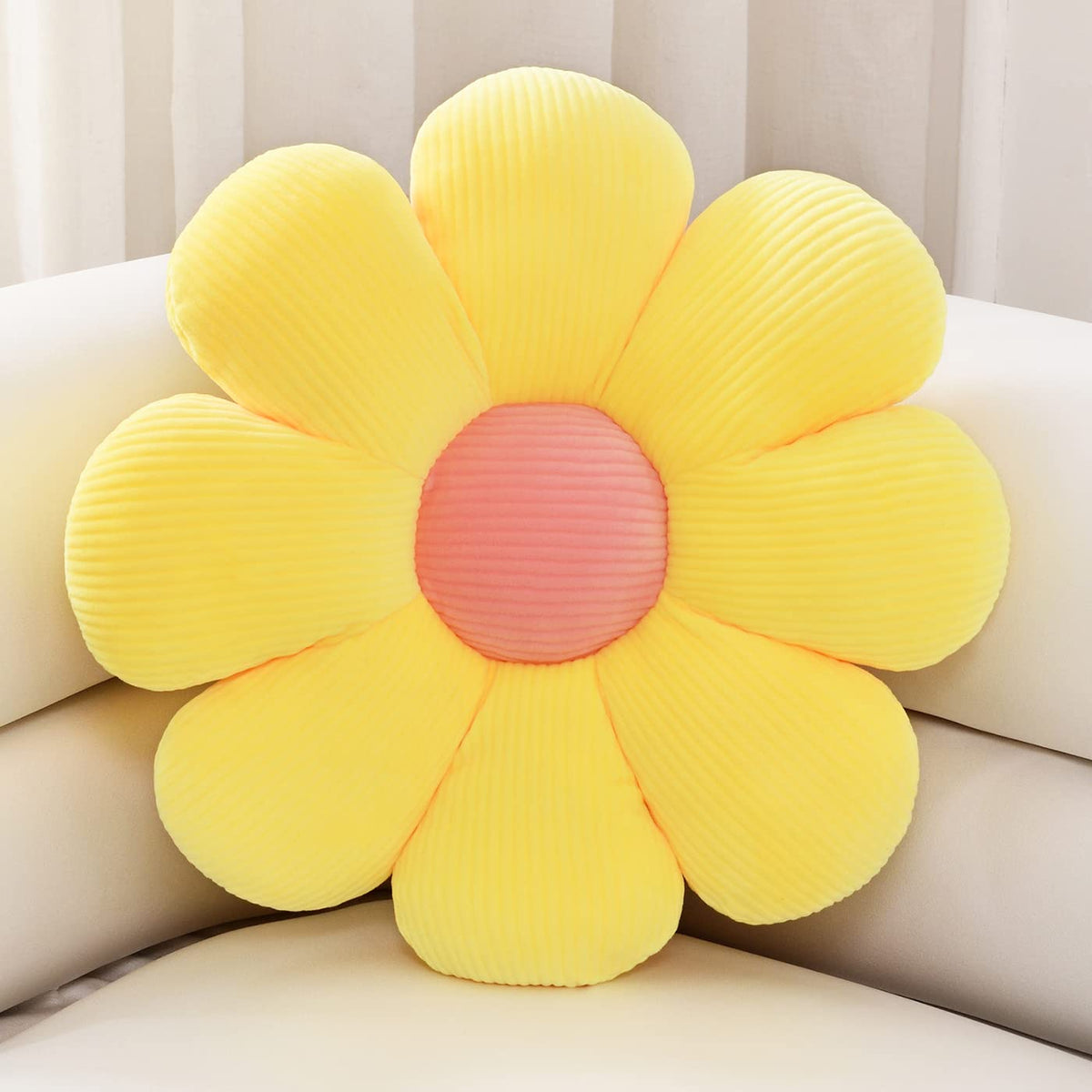 Sioloc Flower Pillow Shaped Throw Pillow Butt Cushion Flower Floor Pillow,Seating Cushion,Cute Room Decor & Plush Pillow for Bedroom Sofa Chair(Green,15.7'')