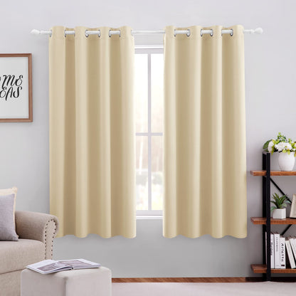 HOMEIDEAS Blackout Curtains for Bedroom 52 X 84 Inch Long 2 Panels Set Light Grey/Gray Room Darkening Curtains/Drapes, Soundproof Thermal Grommet Window Curtains for Living Room