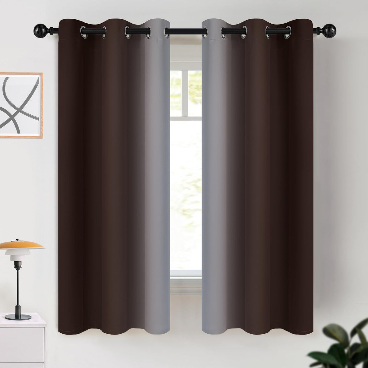 COSVIYA Grommet Room Darkening Ombre Purple Curtains W52xL63 inch