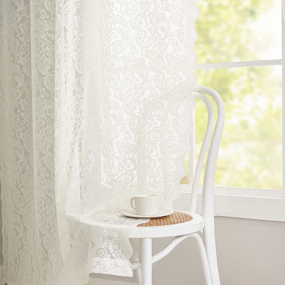 ALIGOGO Black Lace Curtains for Living Room, Gothic Decor, 52W x 84L Inch