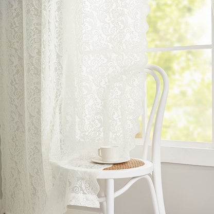 ALIGOGO Black Lace Curtains for Living Room, Gothic Decor, 52W x 84L Inch