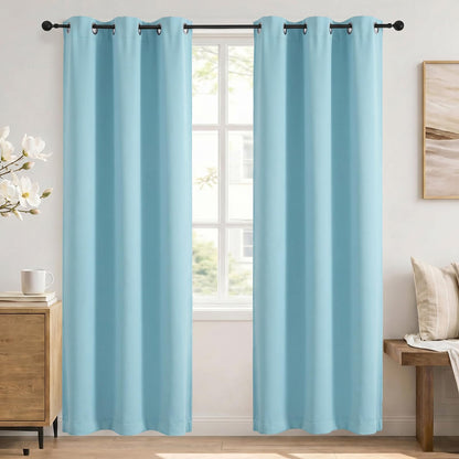 Simplebrand Sage Green Blackout Curtains 84 Inch Length 2 Panels Set for Bedroom/Living Room, Solid Room Darkening Thermal Insulated Grommet Energy Saving Window Treatment Drapes, Each 52" Wide