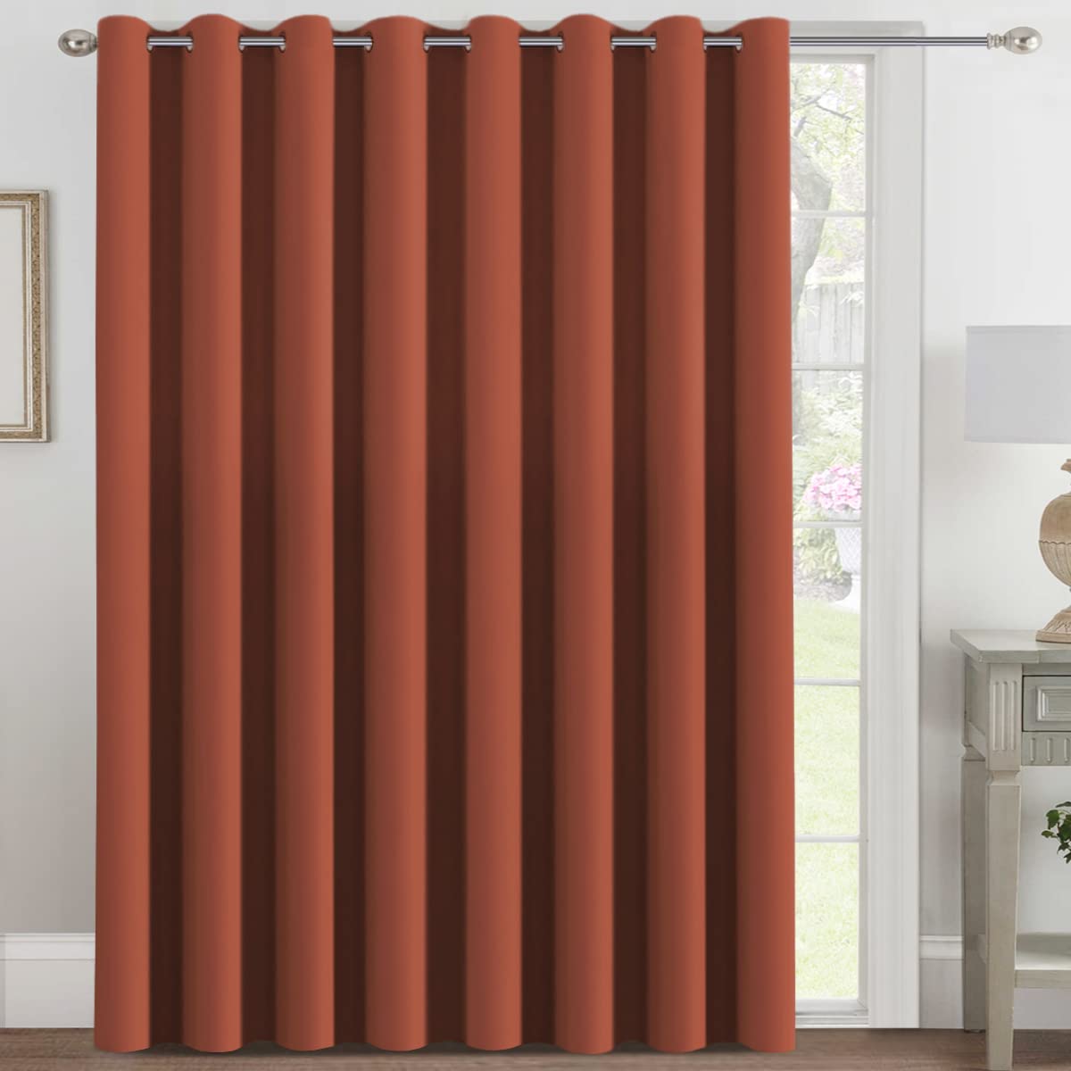 H.VERSAILTEX 100% Blackout Curtains for Bedroom Black Out Curtains 96 inch Thermal Insulated Long Blackout Curtains for Living Room, Energy Saving Curtains for Patio Door Grommet (1 Panel, Jet Black)