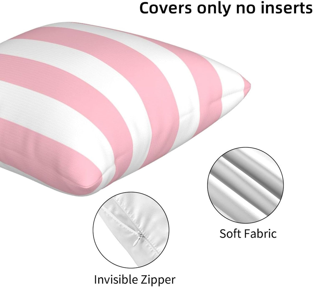 Pink and White Stripes Farmhouse Throw Pillow Covers 18x18 Inch Pillow Case Soft Cushion Pillow Covers Set of 2 for Sofa Bedroom Chair Living Room Home Decorative