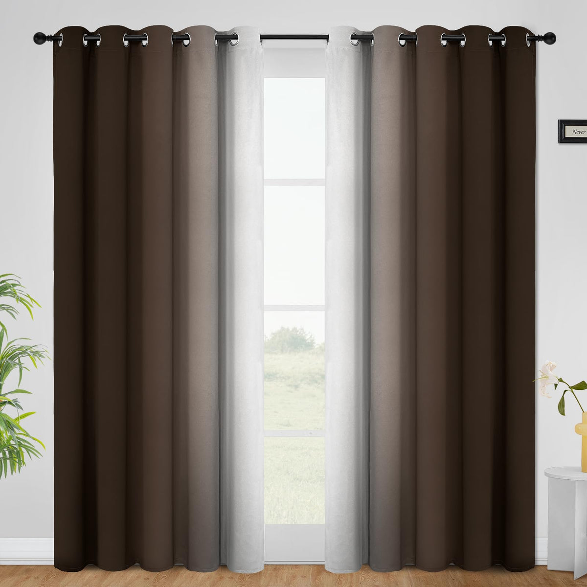 COSVIYA Grommet Room Darkening Ombre Purple Curtains W52xL63 inch