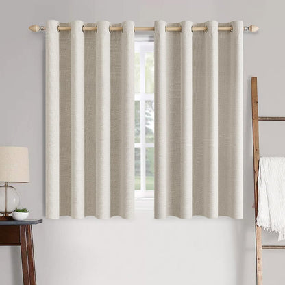 MIULEE 100% Blackout Linen Curtains for Bedroom 52x84 Inches Natural Beige