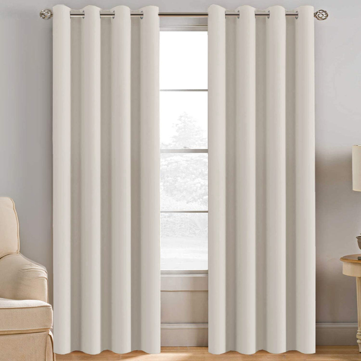 H.VERSAILTEX 100% Blackout Curtains for Bedroom Black Out Curtains 96 inch Thermal Insulated Long Blackout Curtains for Living Room, Energy Saving Curtains for Patio Door Grommet (1 Panel, Jet Black)