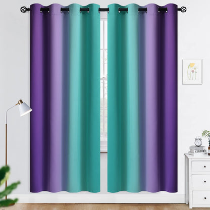 COSVIYA Grommet Room Darkening Ombre Purple Curtains W52xL63 inch