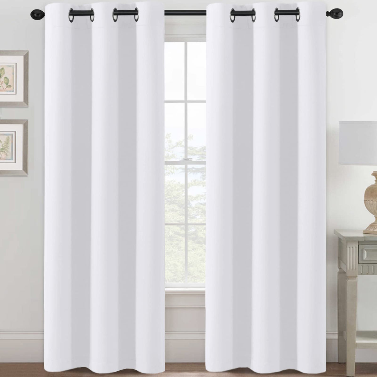 H.VERSAILTEX Blackout Curtains for Bedroom Thermal Insulated Room Darkening Living Room Curtains 63 Inch Long Grommet Privacy Protection Window Curtain Panels/Drapes for Nursery,2 Panels,Ivory/Cream