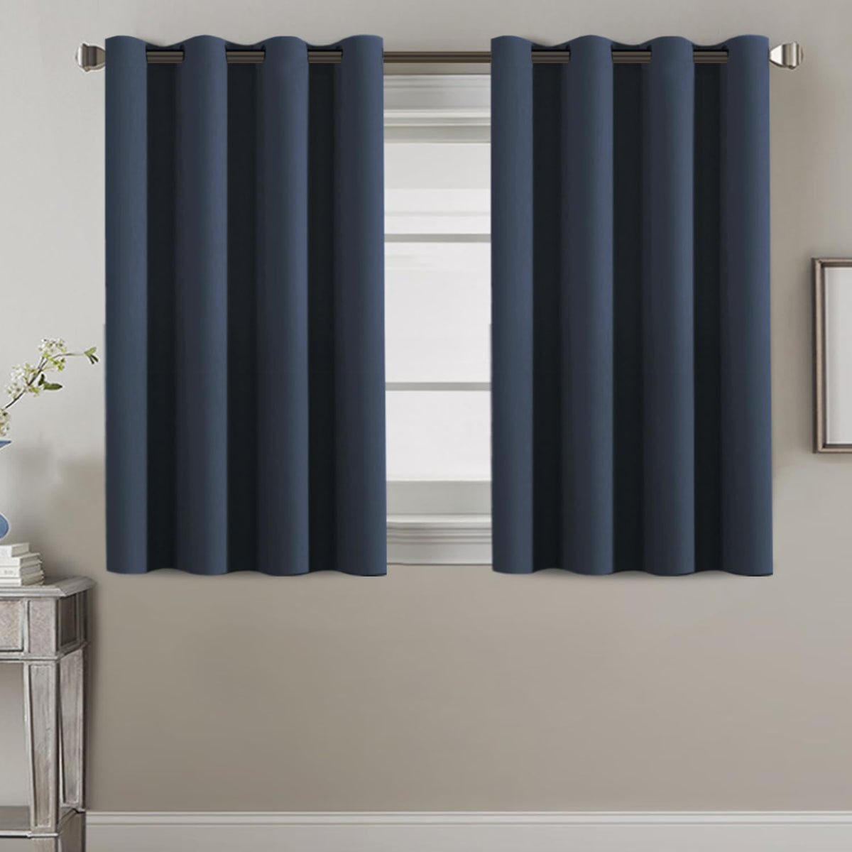 H.VERSAILTEX 100% Blackout Curtains for Bedroom Black Out Curtains 96 inch Thermal Insulated Long Blackout Curtains for Living Room, Energy Saving Curtains for Patio Door Grommet (1 Panel, Jet Black)
