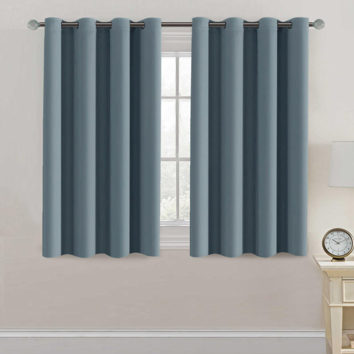 H.VERSAILTEX 100% Blackout Curtains for Bedroom Black Out Curtains 96 inch Thermal Insulated Long Blackout Curtains for Living Room, Energy Saving Curtains for Patio Door Grommet (1 Panel, Jet Black)