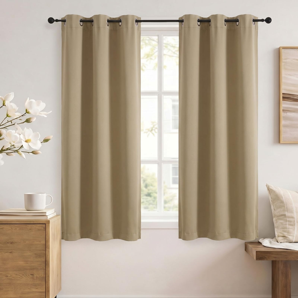 Simplebrand Sage Green Blackout Curtains 84 Inch Length 2 Panels Set for Bedroom/Living Room, Solid Room Darkening Thermal Insulated Grommet Energy Saving Window Treatment Drapes, Each 52" Wide