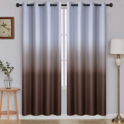 SimpleHome Ombre Black to Grey White Curtains for Living Room 52Wx84L