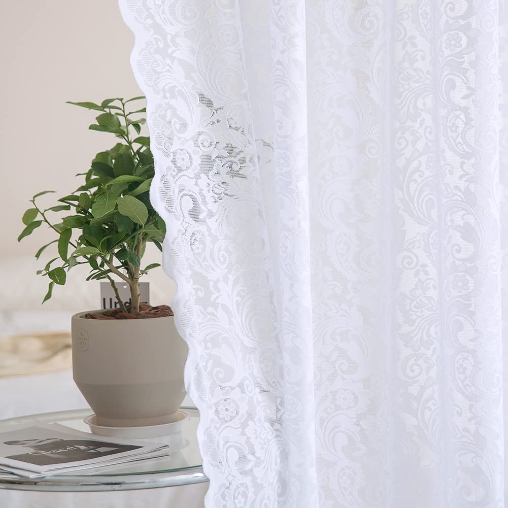 ALIGOGO Black Lace Curtains for Living Room, Gothic Decor, 52W x 84L Inch