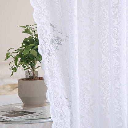ALIGOGO Black Lace Curtains for Living Room, Gothic Decor, 52W x 84L Inch