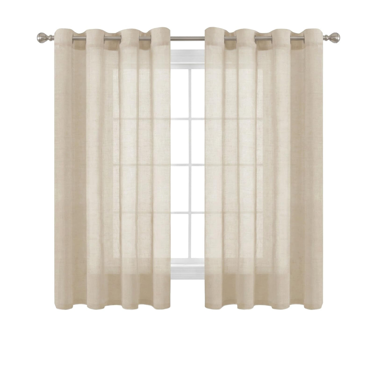H.VERSAILTEX Natural Linen Sheer Curtains 84" 2 Panels Grommet