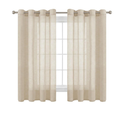 H.VERSAILTEX Natural Linen Sheer Curtains 84" 2 Panels Grommet