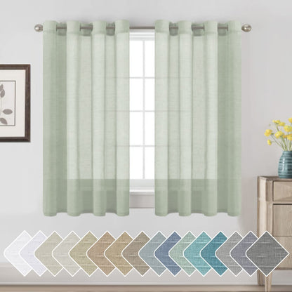 H.VERSAILTEX Natural Linen Sheer Curtains 84" 2 Panels Grommet