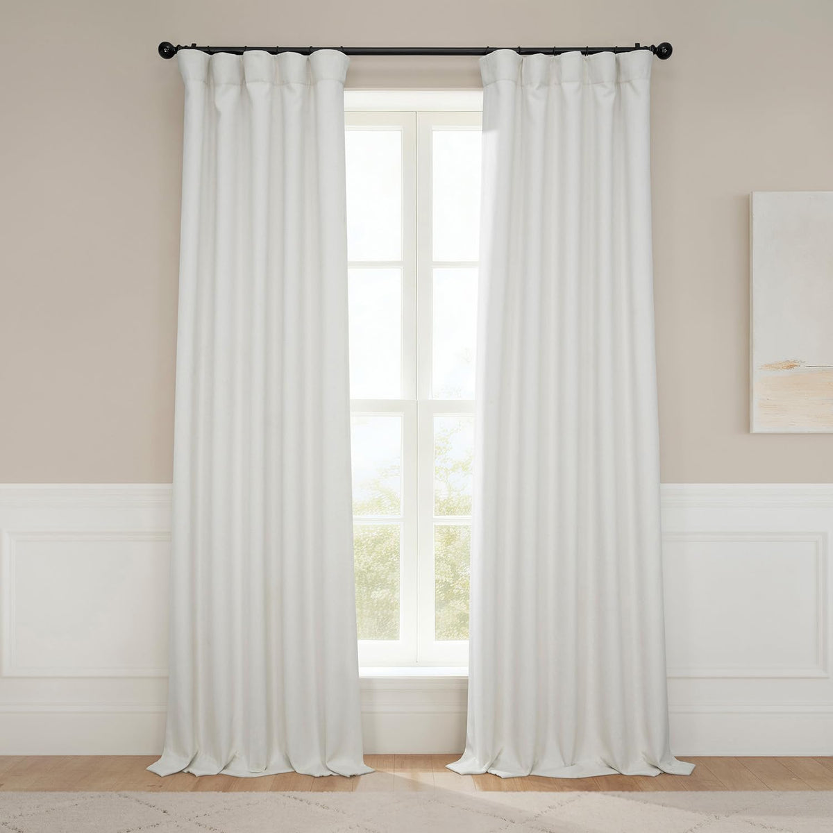Faux Linen Curtains for Living Room (1 Panel) - 50W X 108L, Birch Taupe
