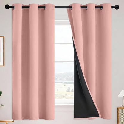 SimpleHome Cream 100% Blackout Curtains Room Darkening Living Room 84 Inch