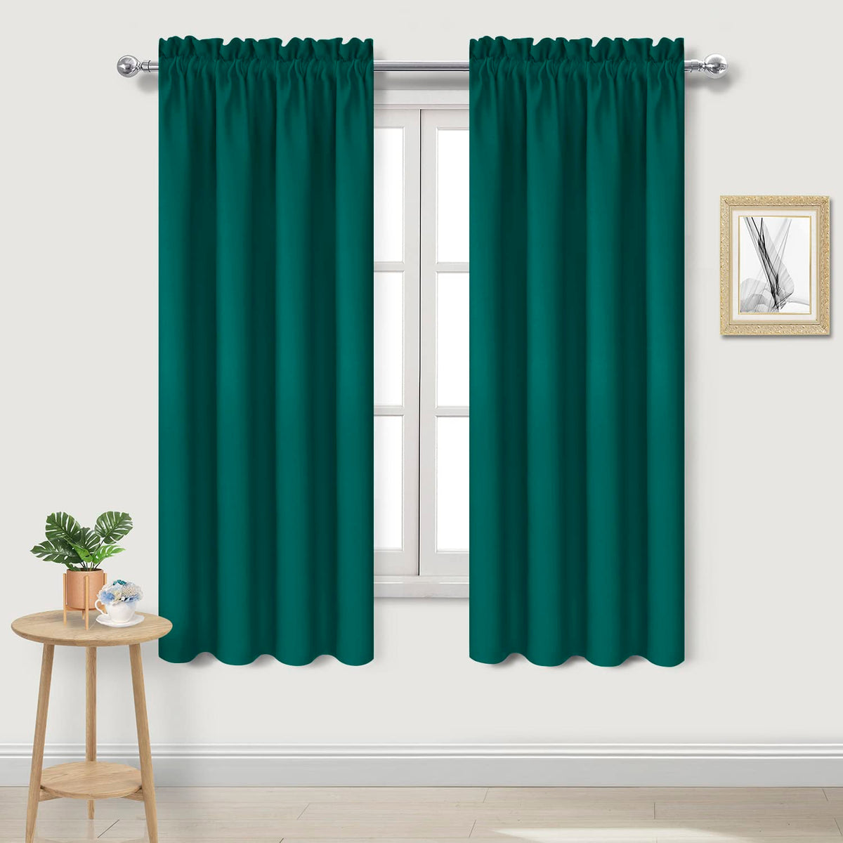 DWCN Blackout Curtains for Bedroom Living Room 42 x 63 Inch Long Black