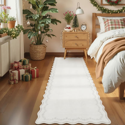 GarveeHome 5x7 Scalloped Area Rug Jute Washable Bedroom Living Room Rug