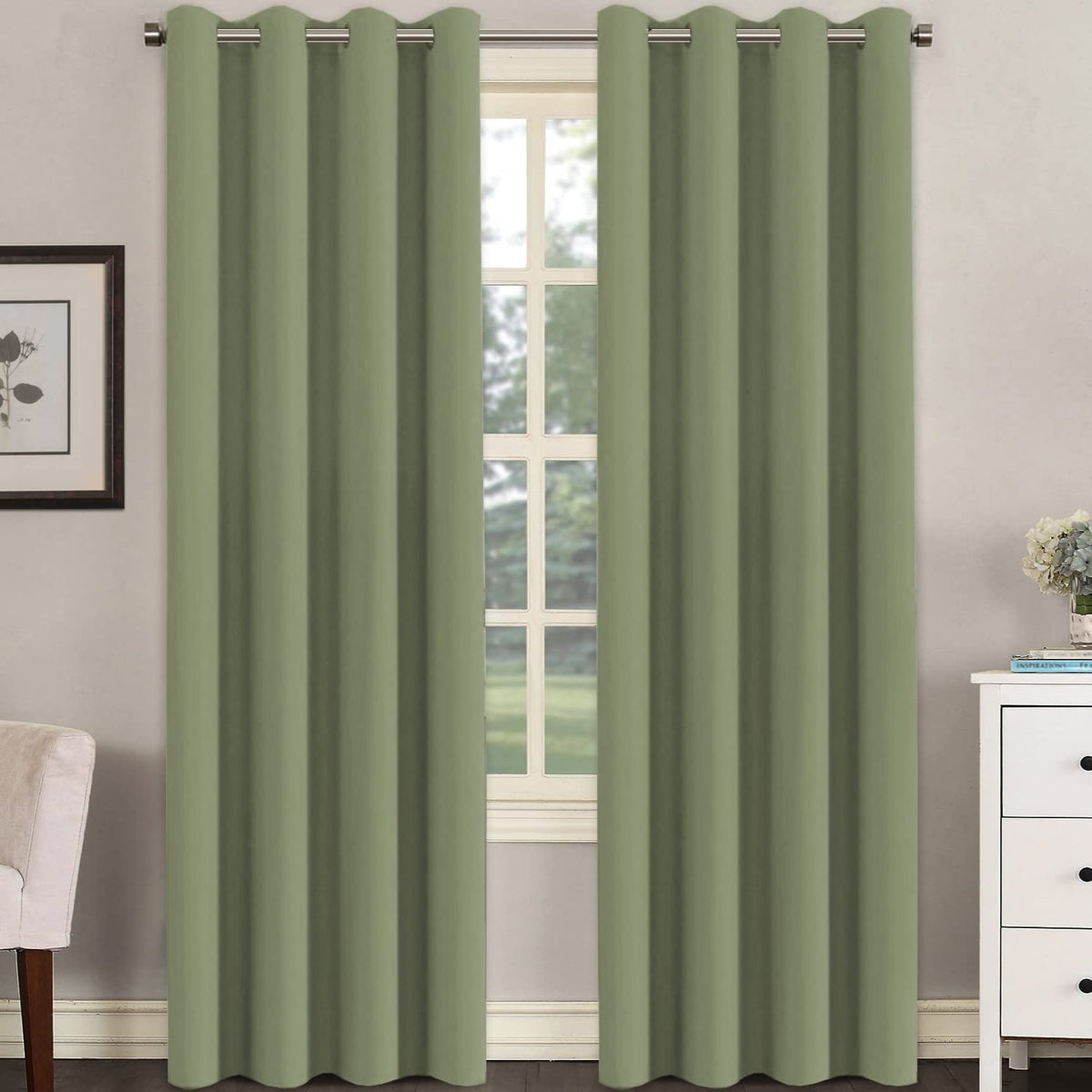 H.VERSAILTEX Blackout Curtains for Bedroom Thermal Insulated Room Darkening Living Room Curtains 63 Inch Long Grommet Privacy Protection Window Curtain Panels/Drapes for Nursery,2 Panels,Ivory/Cream